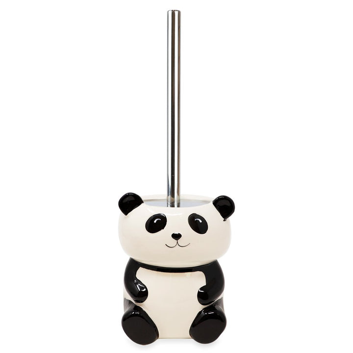 Isaac Jacobs Ceramic Toilet Bowl Brush Holder with Metal Handle - Bathroom Accessory &amp; Cleaning Storage