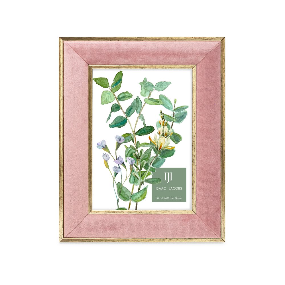 Isaac Jacobs Velvet Picture Frame with Metallic Double Border, Photo Frame, Horizontal &amp; Vertical, Made for Tabletop &amp; Wall Display, for Home and Office