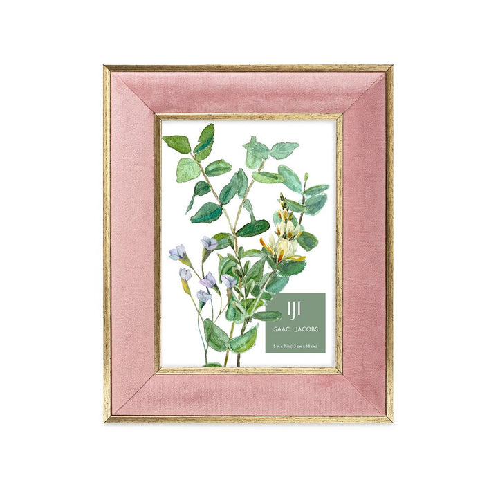 Isaac Jacobs Velvet Picture Frame with Metallic Double Border, Photo Frame, Horizontal &amp; Vertical, Made for Tabletop &amp; Wall Display, for Home and Office