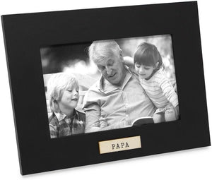 Isaac Jacobs 5x7 Wood Sentiments "Papa" Picture Frame, Horizontal Keepsake Photo Frame with Easel and a Hanging Tabs for Tabletop, Desktop & Wall Display, (Black, 7x5)