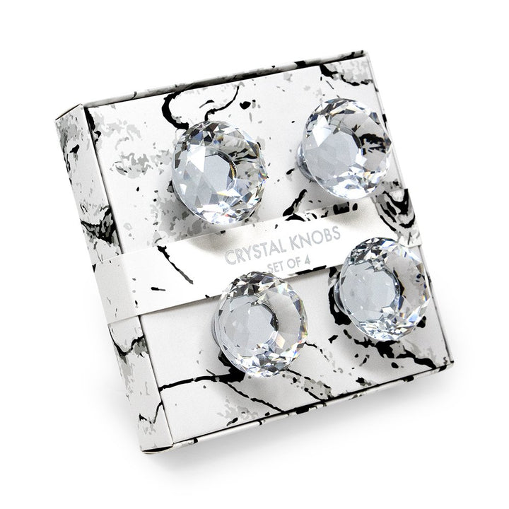 Isaac Jacobs Classic Round Shape (35 MM) Crystal Knobs Set, Cabinet Knobs with Screws, Drawer Pulls, Glass, for Dresser, Bathroom, Bedroom, Kitchen, Living Room &amp; More