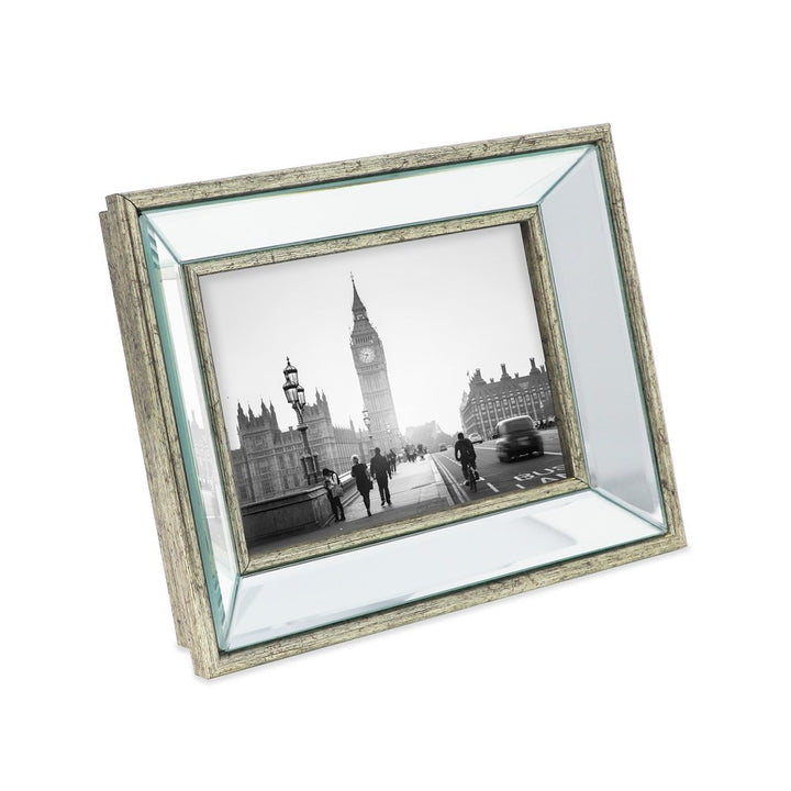 Isaac Jacobs Beveled Mirror Picture Frame - Classic Mirrored Frame with Deep Slanted Angle Made for Wall Décor Display, Photo Gallery and Wall Art