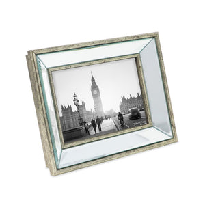 Isaac Jacobs Beveled Mirror Picture Frame - Classic Mirrored Frame with Deep Slanted Angle Made for Wall Décor Display, Photo Gallery and Wall Art