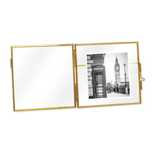 Isaac Jacobs (2-Pack) Vintage Style Brass and Glass, Metal Floating Picture Frame with Locket Closure, for Photos, Art, & More, Tabletop Display