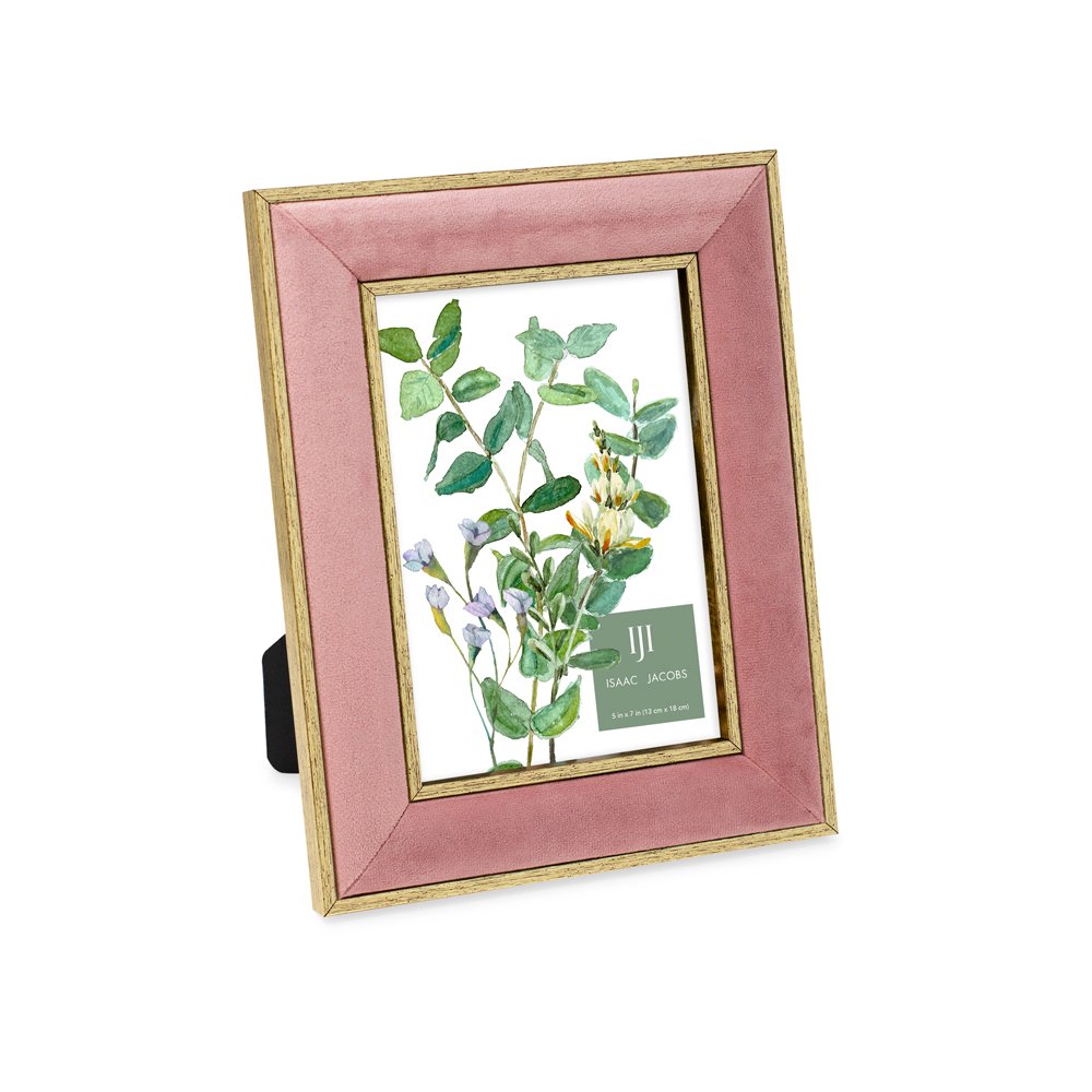 Isaac Jacobs Velvet Picture Frame with Metallic Double Border, Photo Frame, Horizontal &amp; Vertical, Made for Tabletop &amp; Wall Display, for Home and Office