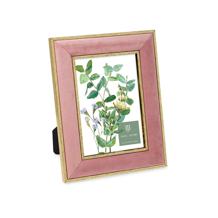 Isaac Jacobs Velvet Picture Frame with Metallic Double Border, Photo Frame, Horizontal &amp; Vertical, Made for Tabletop &amp; Wall Display, for Home and Office