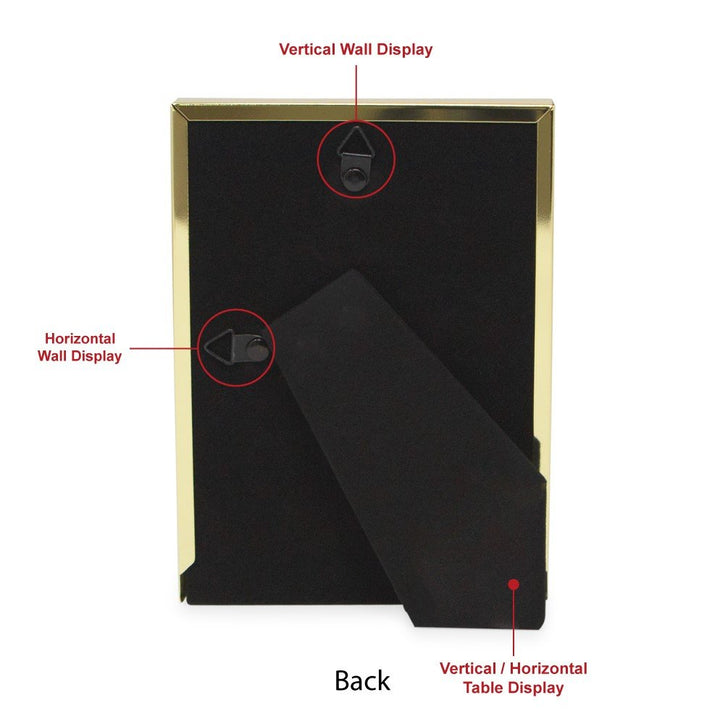 Isaac Jacobs Leather with Metal (Vertical &amp; Horizontal) Picture Frame, Suede Border w/ Black Fabric Easel, Wall-Mountable, Made For Tabletop, Photo Gallery