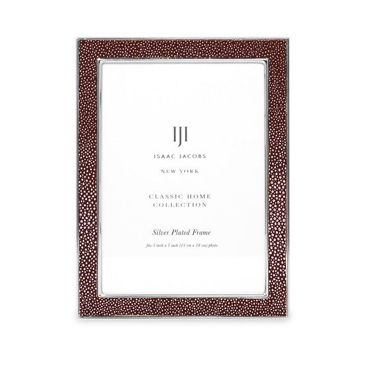 Isaac Jacobs Leather with Metal (Vertical &amp; Horizontal) Picture Frame, Shagreen Border w/ Black Fabric Easel, Wall-Mountable, Made For Tabletop, Photo Gallery