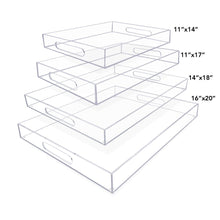 Isaac Jacobs Clear Acrylic Serving Tray with Cutout Handles, Spill-Proof, Stackable Organizer, Space-Saver, Food & Drinks Server, Indoors/Outdoors, Lucite Storage Décor & More