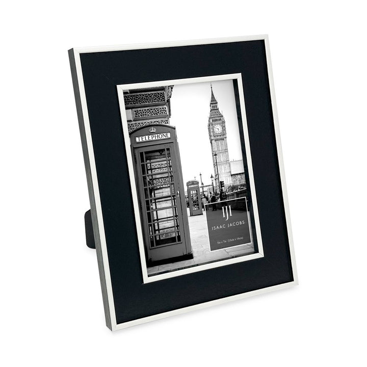 Isaac Jacobs (Vertical &amp; Horizontal) Double Border Picture Frame w/ Black Fabric Easel, Wall-Mountable, Made for Tabletop &amp; Gallery, Home or Office