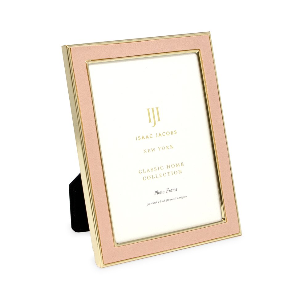 Isaac Jacobs Leather with Metal (Vertical &amp; Horizontal) Picture Frame, Suede Border w/ Black Fabric Easel, Wall-Mountable, Made For Tabletop, Photo Gallery