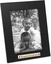 Isaac Jacobs Wood Sentiments "Grandchildren" Picture Frame, Horizontal Keepsake Photo Frame with Easel and a Hanging Tabs for Tabletop, Desktop & Wall Display