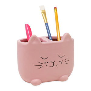 Isaac Jacobs Ceramic Cat Makeup Brush Holder, Multi-Purpose Organizer. Bathroom, Kitchen, Bedroom, Office Décor