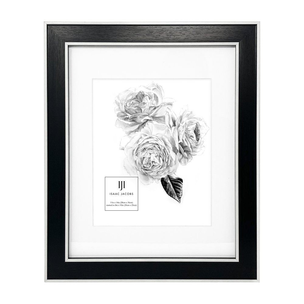 Isaac Jacobs (Vertical &amp; Horizontal) Double Border Picture Frame w/ Black Fabric Easel, Wall-Mountable, Made for Tabletop &amp; Gallery, Home or Office
