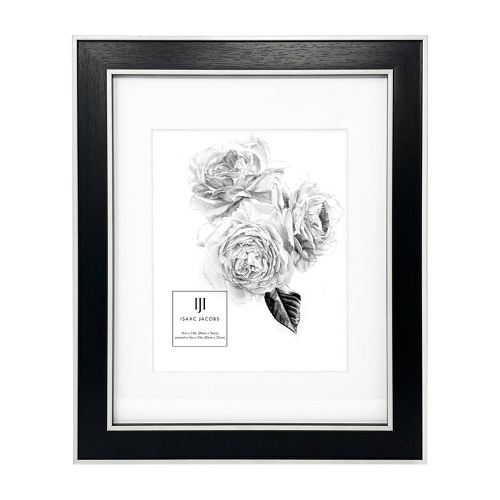 Isaac Jacobs (Vertical &amp; Horizontal) Double Border Picture Frame w/ Black Fabric Easel, Wall-Mountable, Made for Tabletop &amp; Gallery, Home or Office