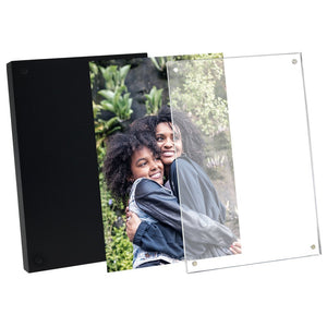 Isaac Jacobs Wood Acrylic Picture Frame, Magnetic Photo Frame with Easel, Made for Tabletop Display