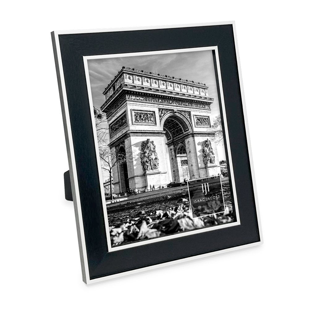 Isaac Jacobs (Vertical &amp; Horizontal) Double Border Picture Frame w/ Black Fabric Easel, Wall-Mountable, Made for Tabletop &amp; Gallery, Home or Office