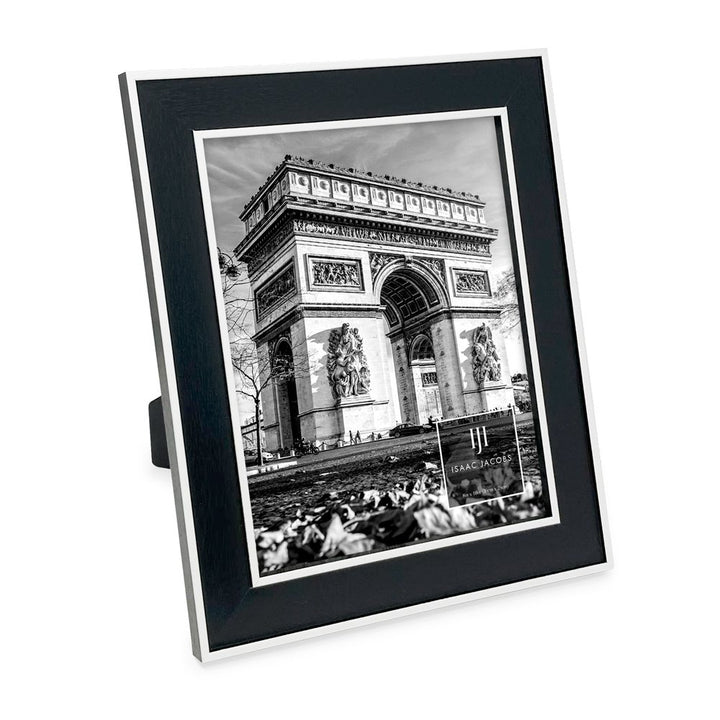 Isaac Jacobs (Vertical &amp; Horizontal) Double Border Picture Frame w/ Black Fabric Easel, Wall-Mountable, Made for Tabletop &amp; Gallery, Home or Office