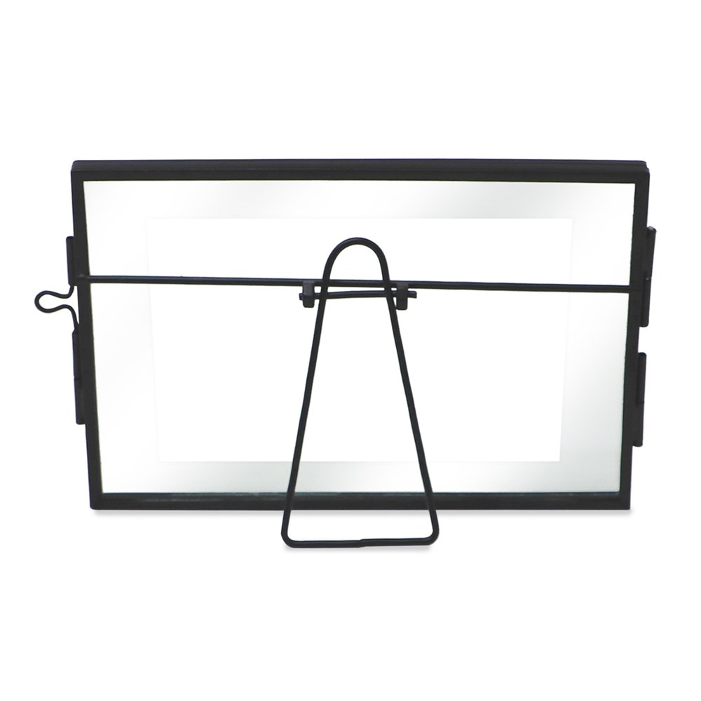 Isaac Jacobs Modern Style Brass and Glass, Pressed Glass, Metal Floating Desk Photo Frame with Locket Closure for Pictures, Art, Mementos &amp; Keepsakes