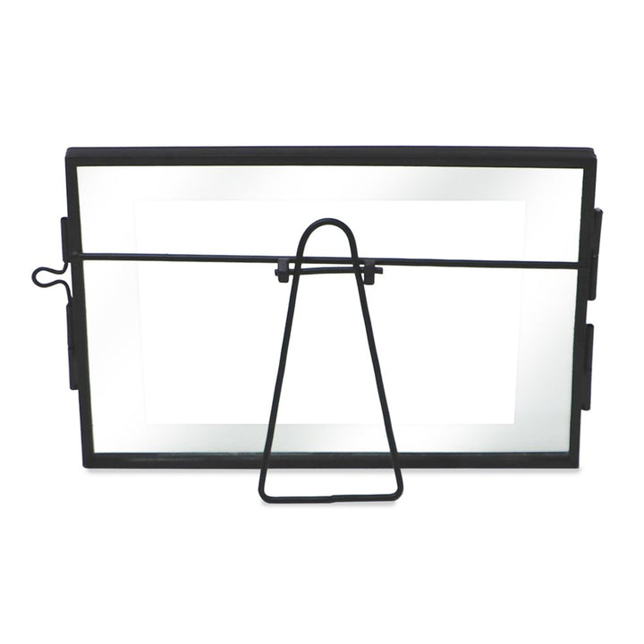 Isaac Jacobs Modern Style Brass and Glass, Pressed Glass, Metal Floating Desk Photo Frame with Locket Closure for Pictures, Art, Mementos &amp; Keepsakes