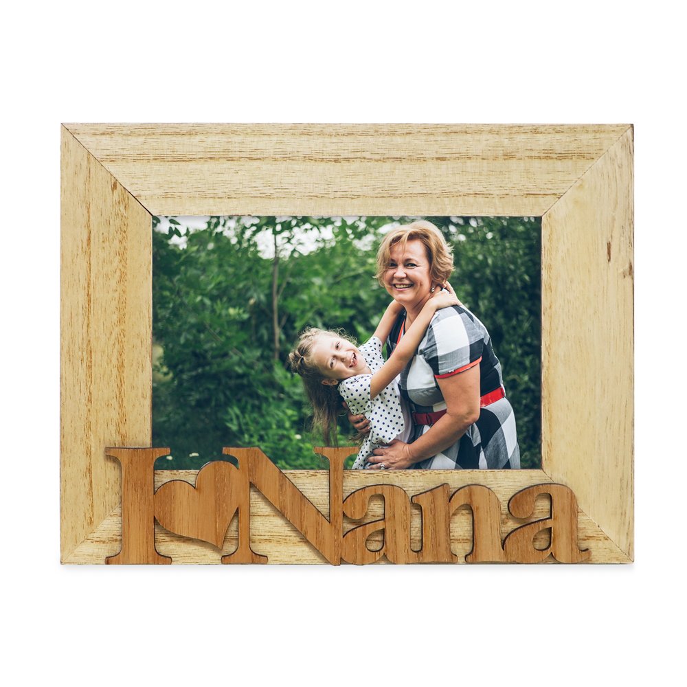 Isaac Jacobs Wood Sentiments “I Love Nana” Picture Frame, Photo Gift for Nana, Grandma, Family, Display on Tabletop, Desk