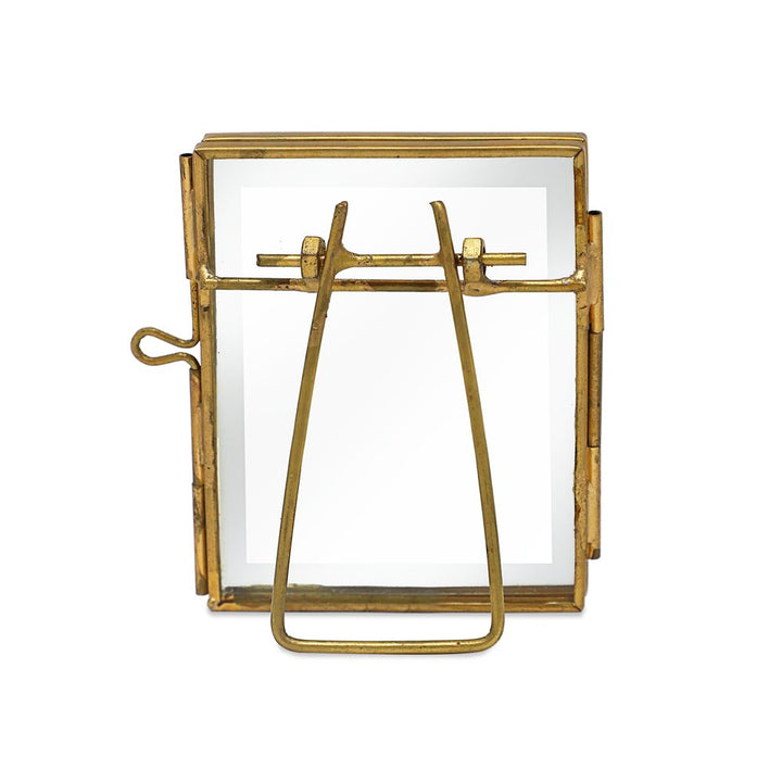 Isaac Jacobs 2x3 (10-Pack) Vintage Style Brass and Glass, Metal Floating Picture Frame (Vertical) with Locket Closure, for Photos, Art, More, Tabletop Display_
