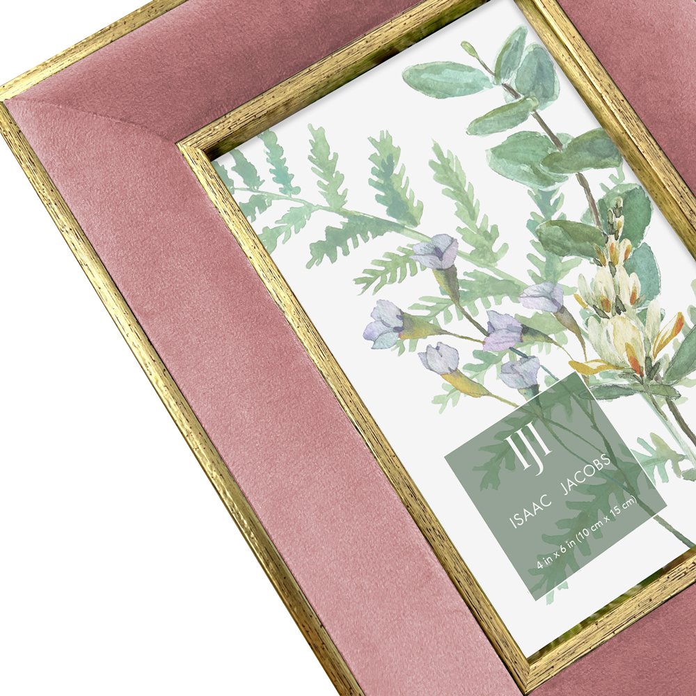 Isaac Jacobs Velvet Picture Frame with Metallic Double Border, Photo Frame, Horizontal &amp; Vertical, Made for Tabletop &amp; Wall Display, for Home and Office