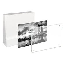 Isaac Jacobs Wood Block Acrylic Picture Frame, Magnetic Photo Frame, Made For Tabletop Display