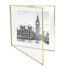 Isaac Jacobs Vintage Style Brass and Glass Hanging Picture Frame, Wall-Mountable, Floating Picture Frame w/ Locket Closure, for Photos, Wall Décor, Art, & More