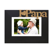 Isaac Jacobs Wood Sentiments “I Love Papa” / I Heart Papa Picture Frame, Photo Gift for Papa, Grandpa, Family, Display on Tabletop, Desk