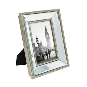 Isaac Jacobs Beveled Mirror Picture Frame - Classic Mirrored Frame with Deep Slanted Angle Made for Wall Décor Display, Photo Gallery and Wall Art