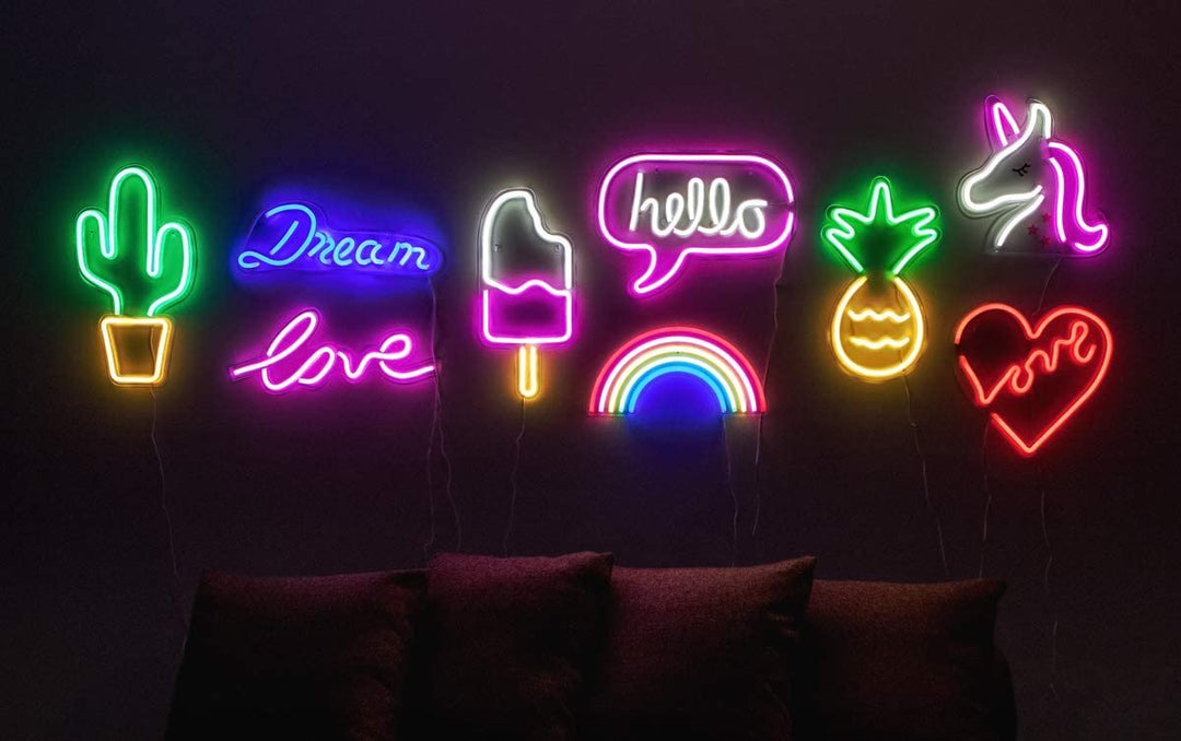 Isaac Jacobs 13" x 13" inch LED Neon Pink and White Unicorn Wall Sign for Cool Light, Wall Art, Bedroom Decorations, Home Accessories, Party, and Holiday Decor: Powered by USB Wire (Unicorn)