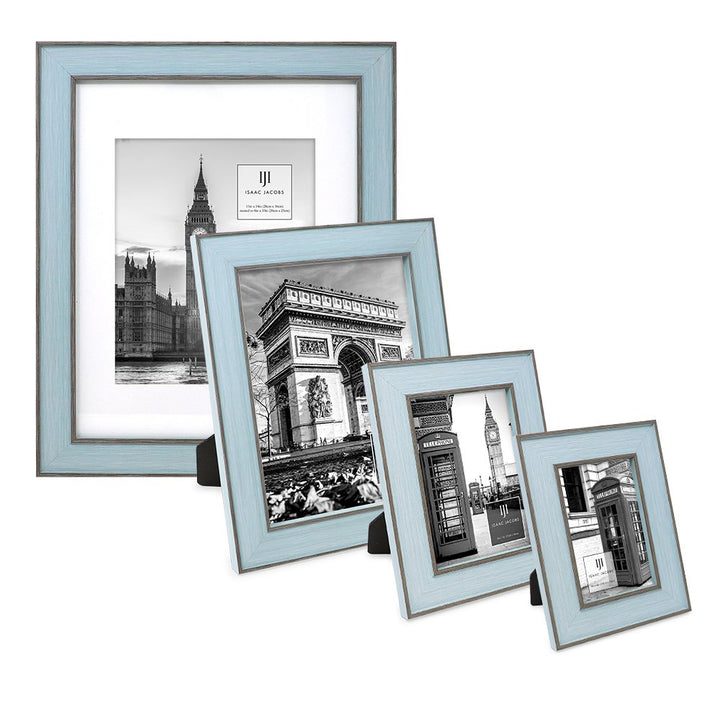 Isaac Jacobs (Vertical &amp; Horizontal) Double Border Picture Frame w/ Black Fabric Easel, Wall-Mountable, Made for Tabletop &amp; Gallery, Home or Office
