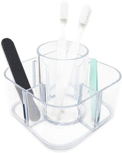 Isaac Jacobs 5-Compartment Clear Acrylic Organizer- Makeup Brush Holder- Storage Solution- Office, Bathroom, Kitchen Supplies and More